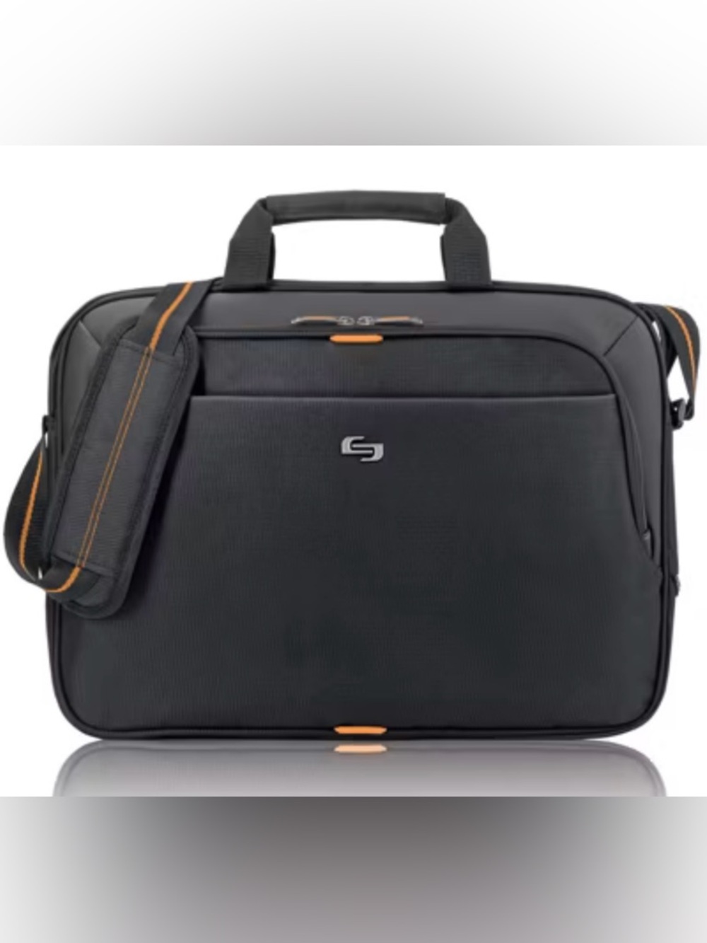 solo Black and Orange ACE Slim Brief Travel Messenger Bag